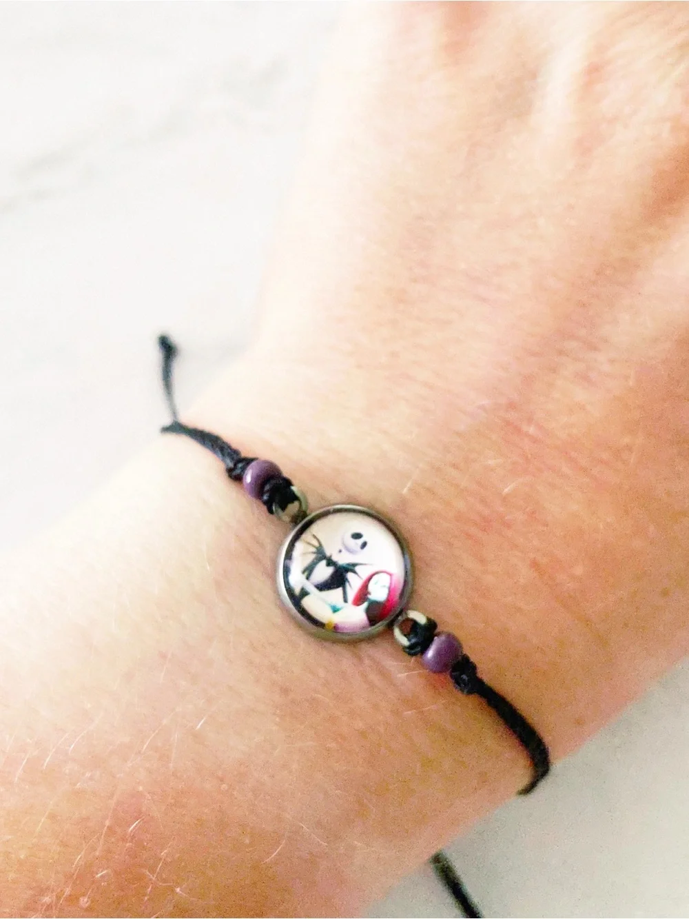 Nightmare Before Christmas Jack & Sally Adjustable Waterproof Charm Bracelet